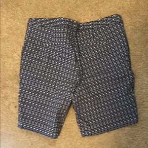 Women's Blue and White Patterned Bermuda Shorts